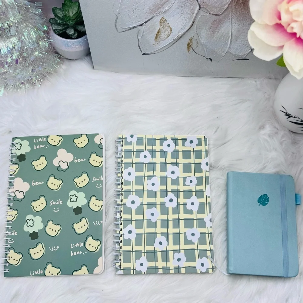 Cute Bear and Floral Notebook Trio
